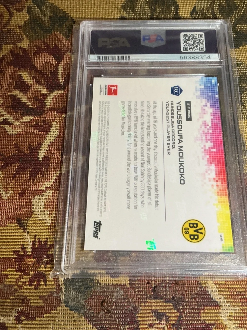 2020-21 Topps Now Bundesliga Youssoufa Moukoko 045 rookie card graded PSA 10